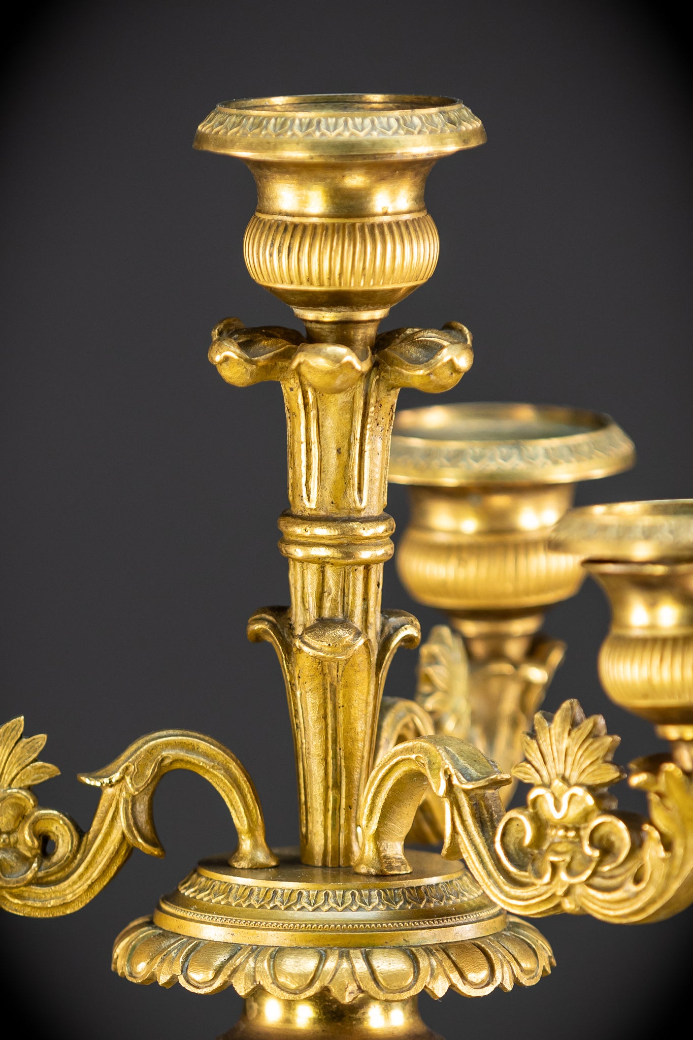 Pair of Empire Bronze Candelabras | 1800s Antique | 19.3"/ 49 cm