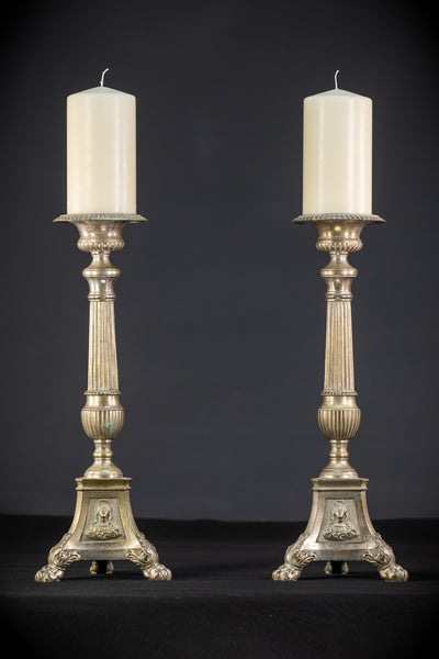 Candlesticks Pair | French Antique Bronze | 19.7" 