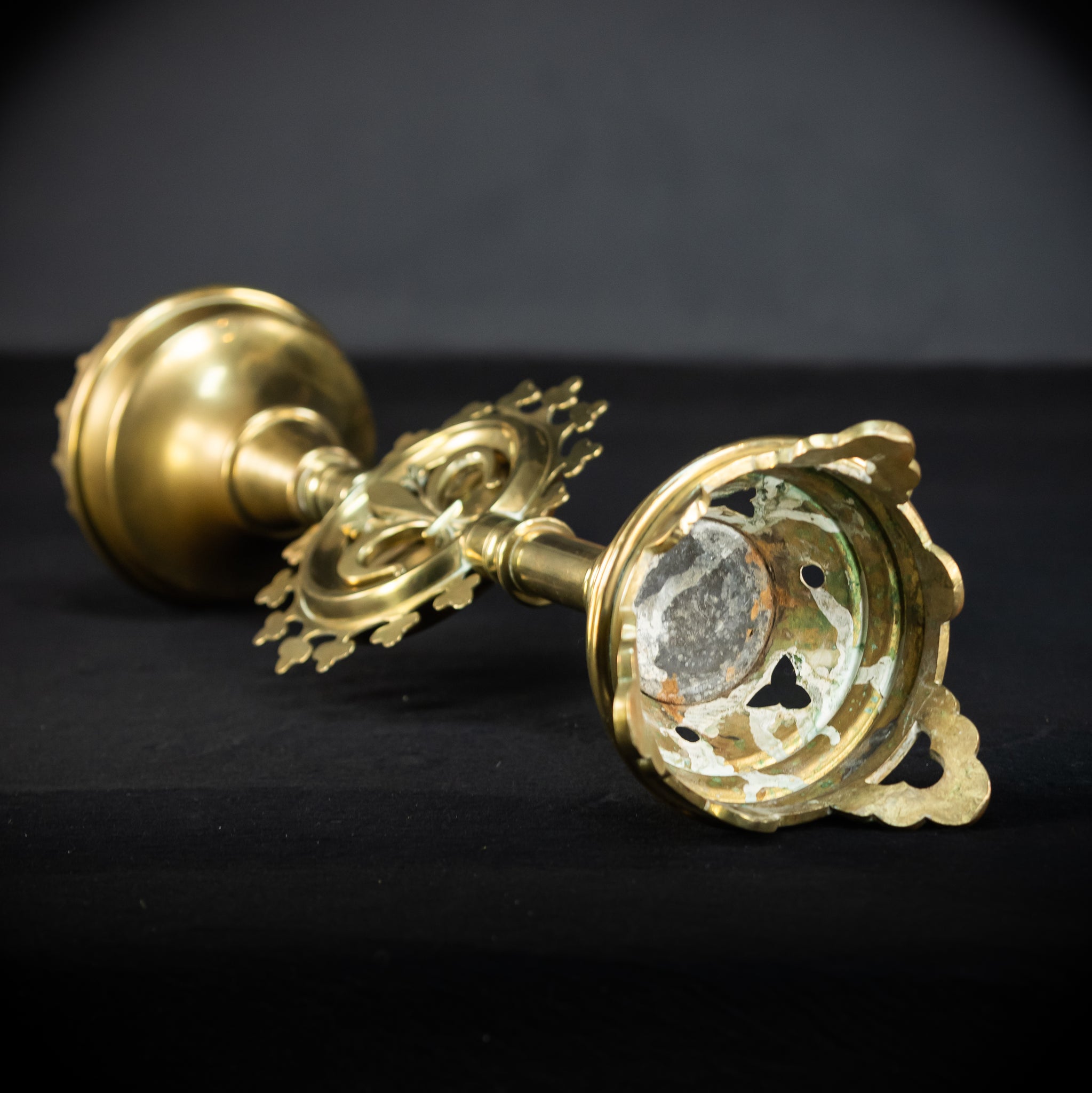 Pair of Gilded Bronze Candle Holders | 1800s Antique | 22.4"