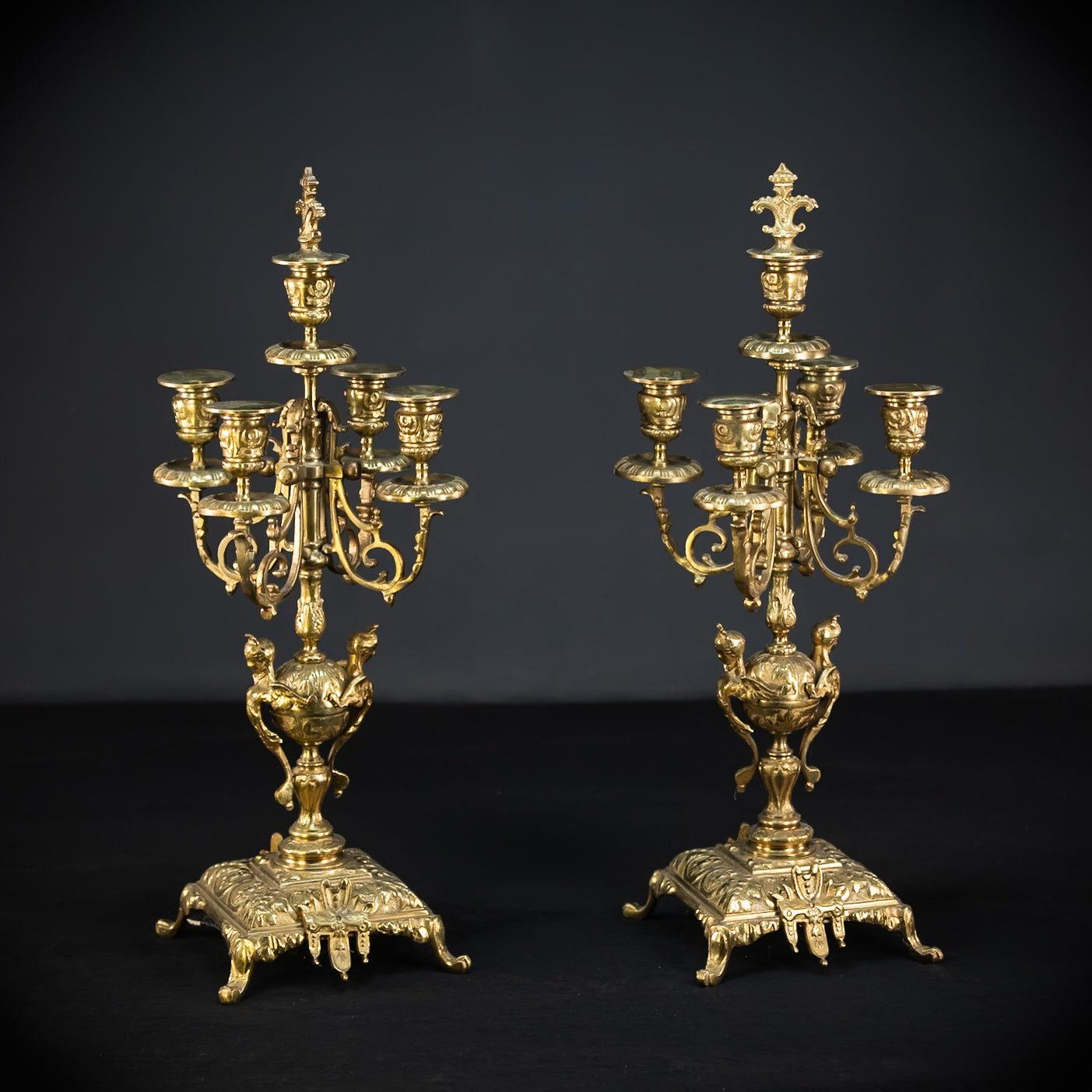 Candelabra Pair | 1800s Bronze | Neo-Reneissance | 21.5"