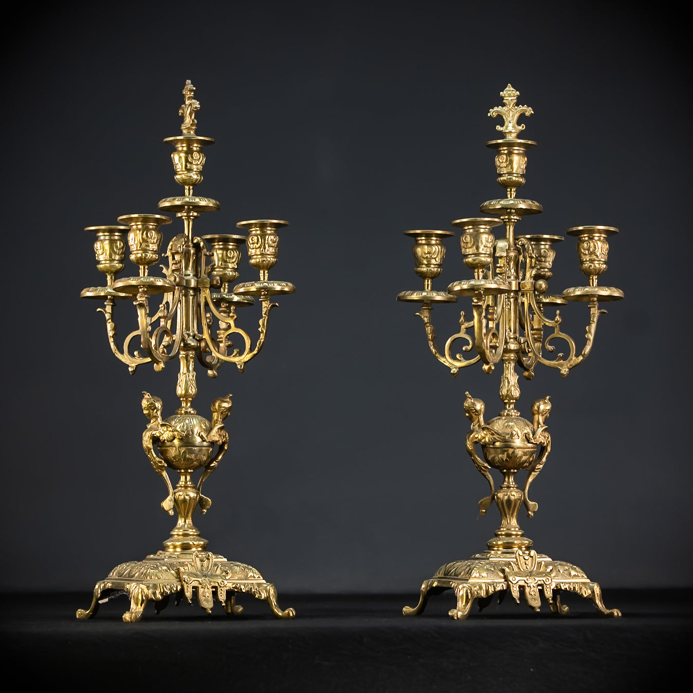 Candelabra Pair | 1800s Bronze | Neo-Reneissance | 21.5"