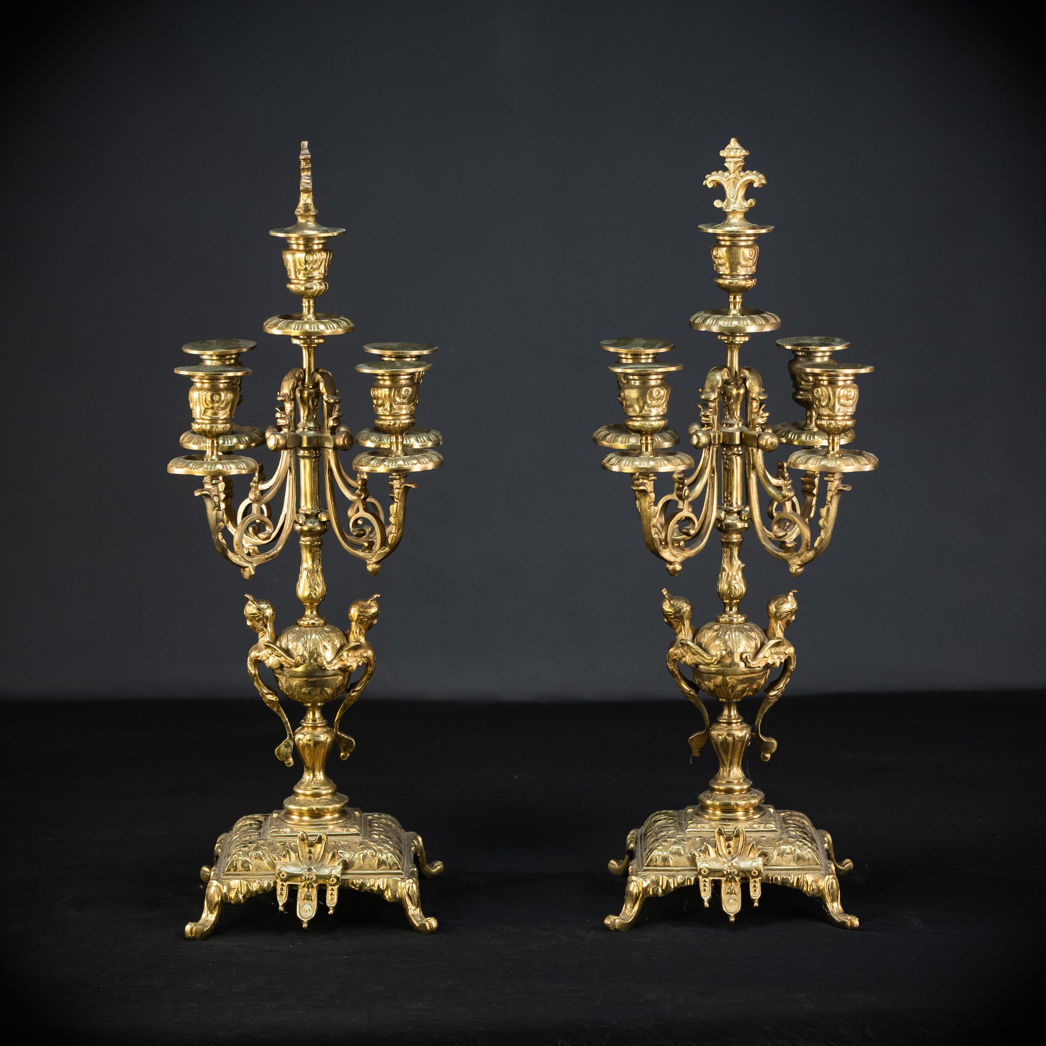 Candelabra Pair | 1800s Bronze | Neo-Reneissance | 21.5"