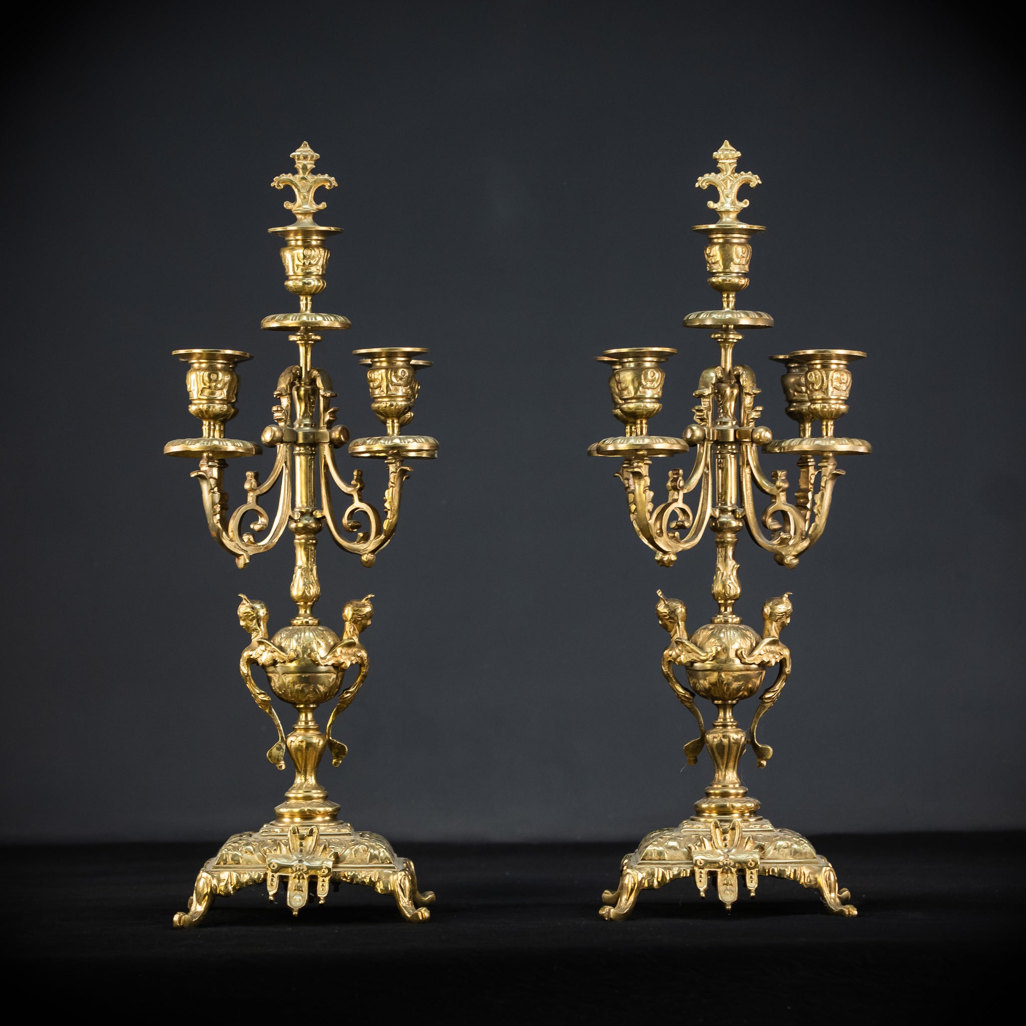 Candelabra Pair | 1800s Bronze | Neo-Reneissance | 21.5"