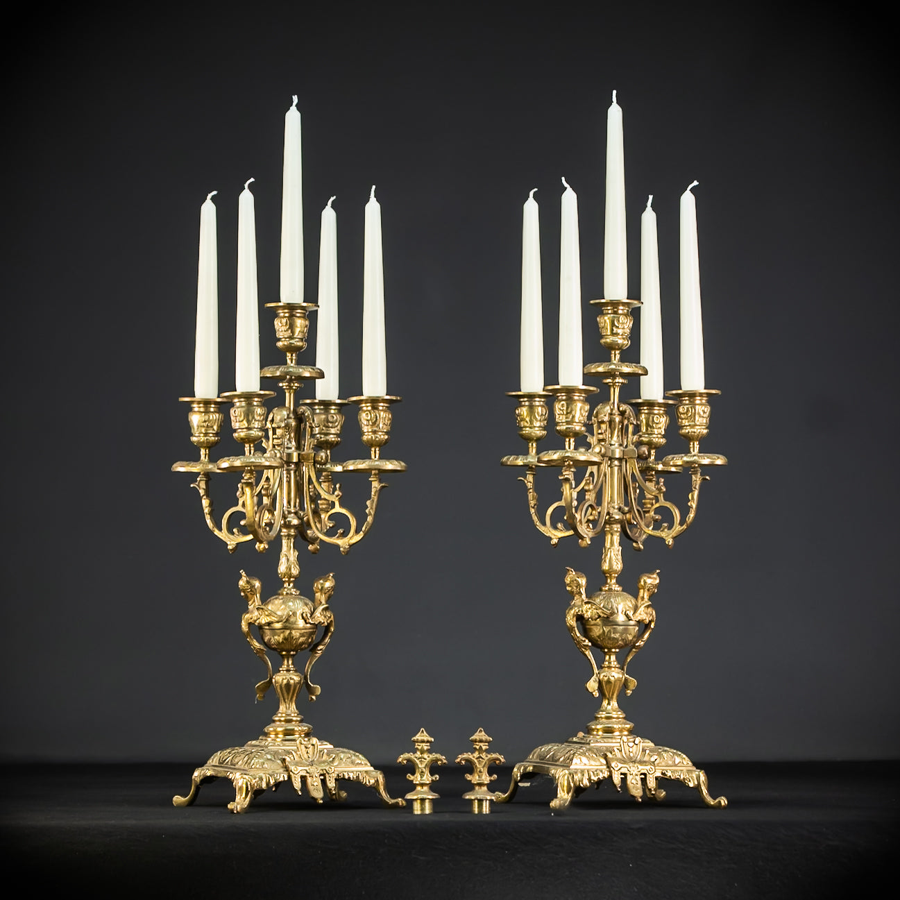 Candelabra Pair | 1800s Bronze | Neo-Reneissance | 21.5"