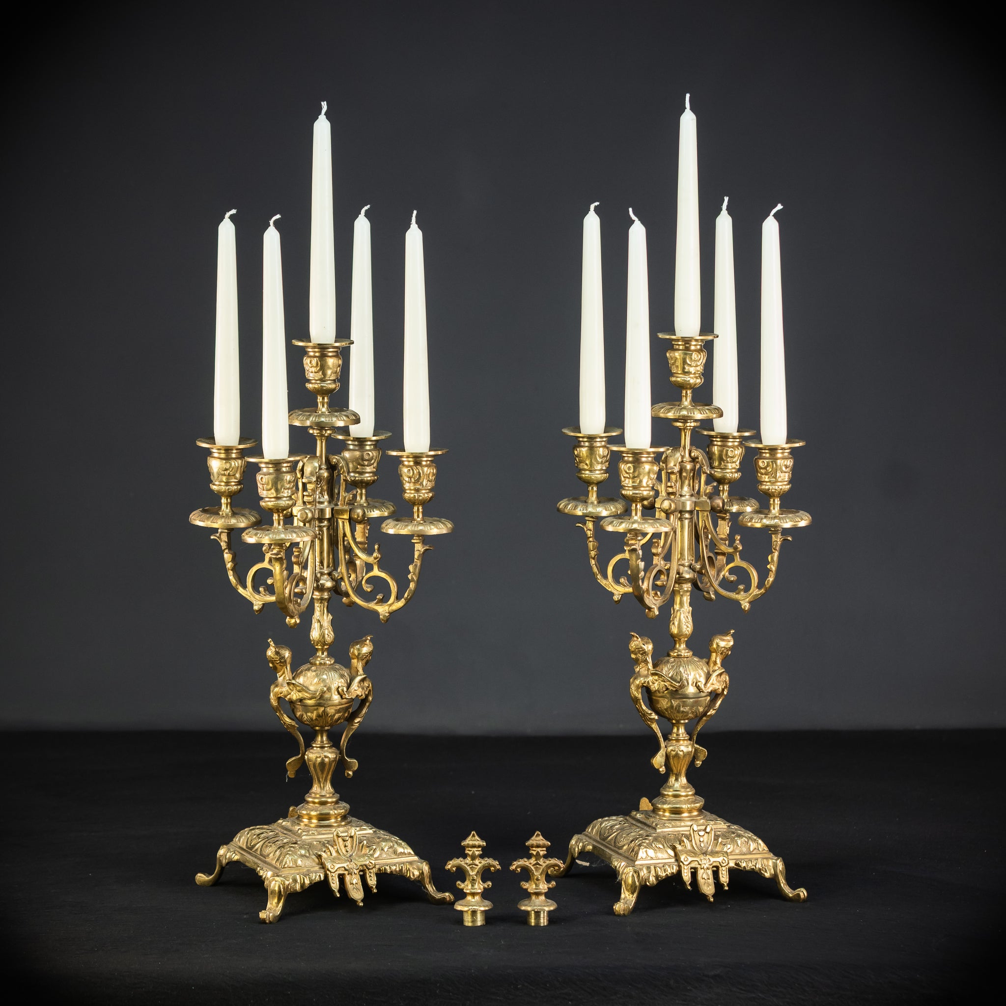 Candelabra Pair | 1800s Bronze | Neo-Reneissance | 21.5"