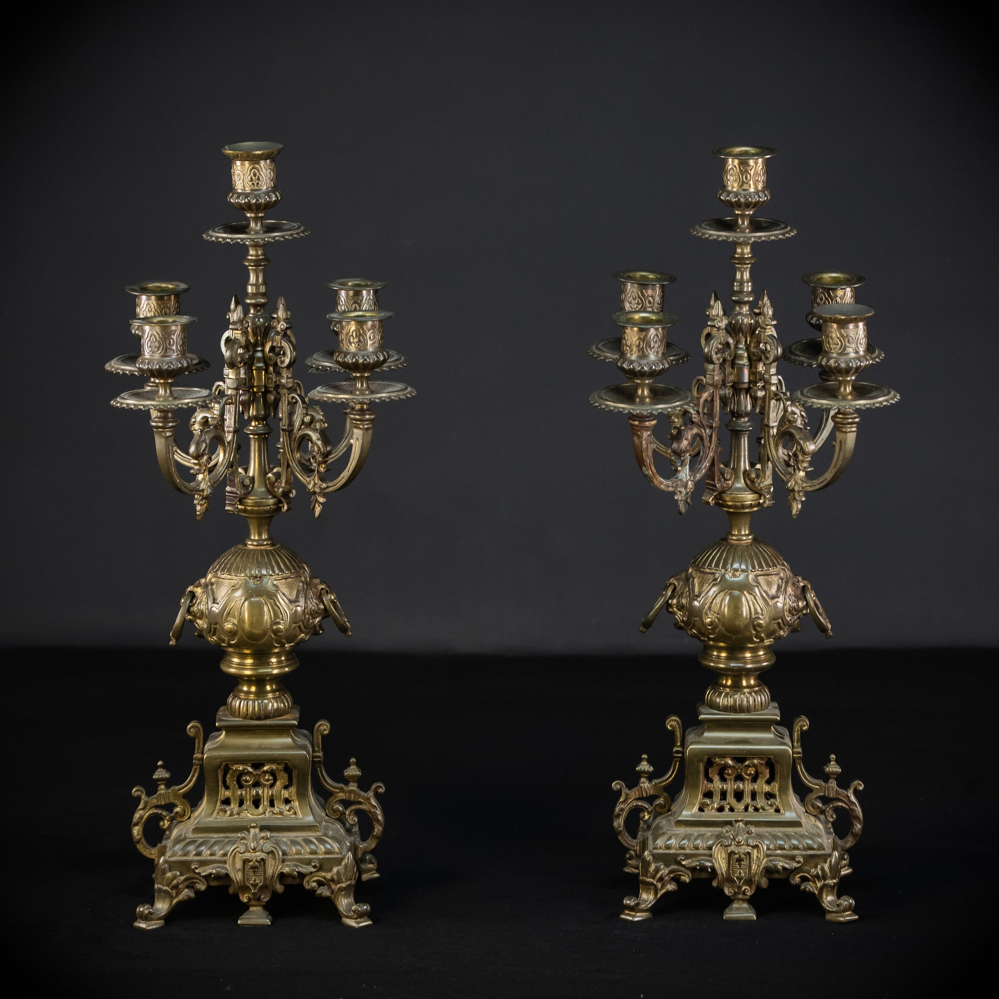Candelabra Pair | Two French 1800s | Neo-Reneissance 17.9"