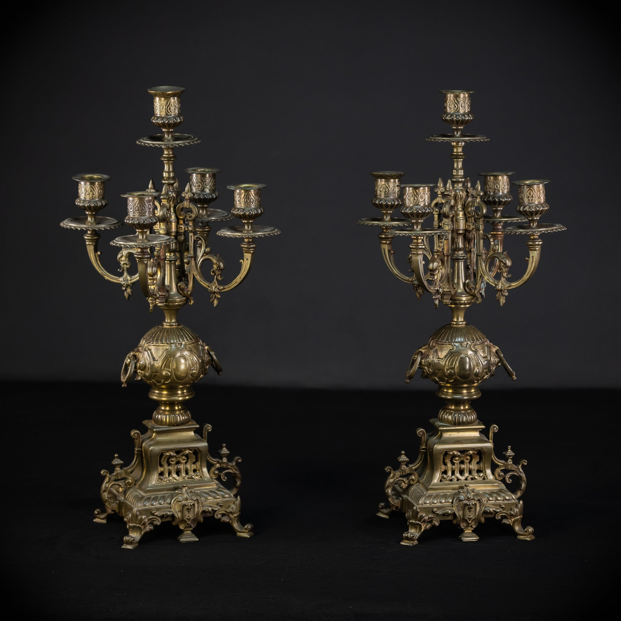 Candelabra Pair | Two French 1800s | Neo-Reneissance 17.9"