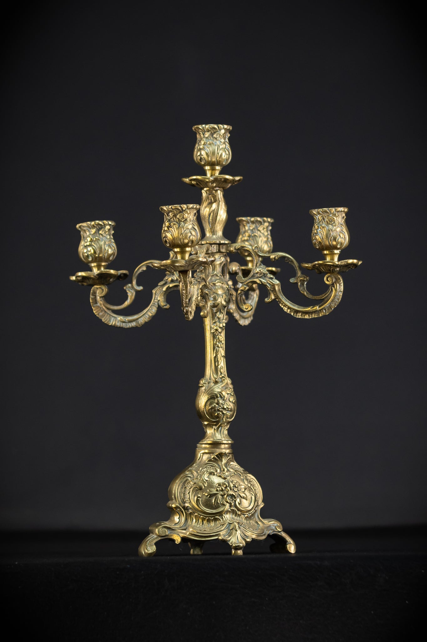 Candelabra Pair | 1800s Antique Rococo Revival | 15"/ 38 cm
