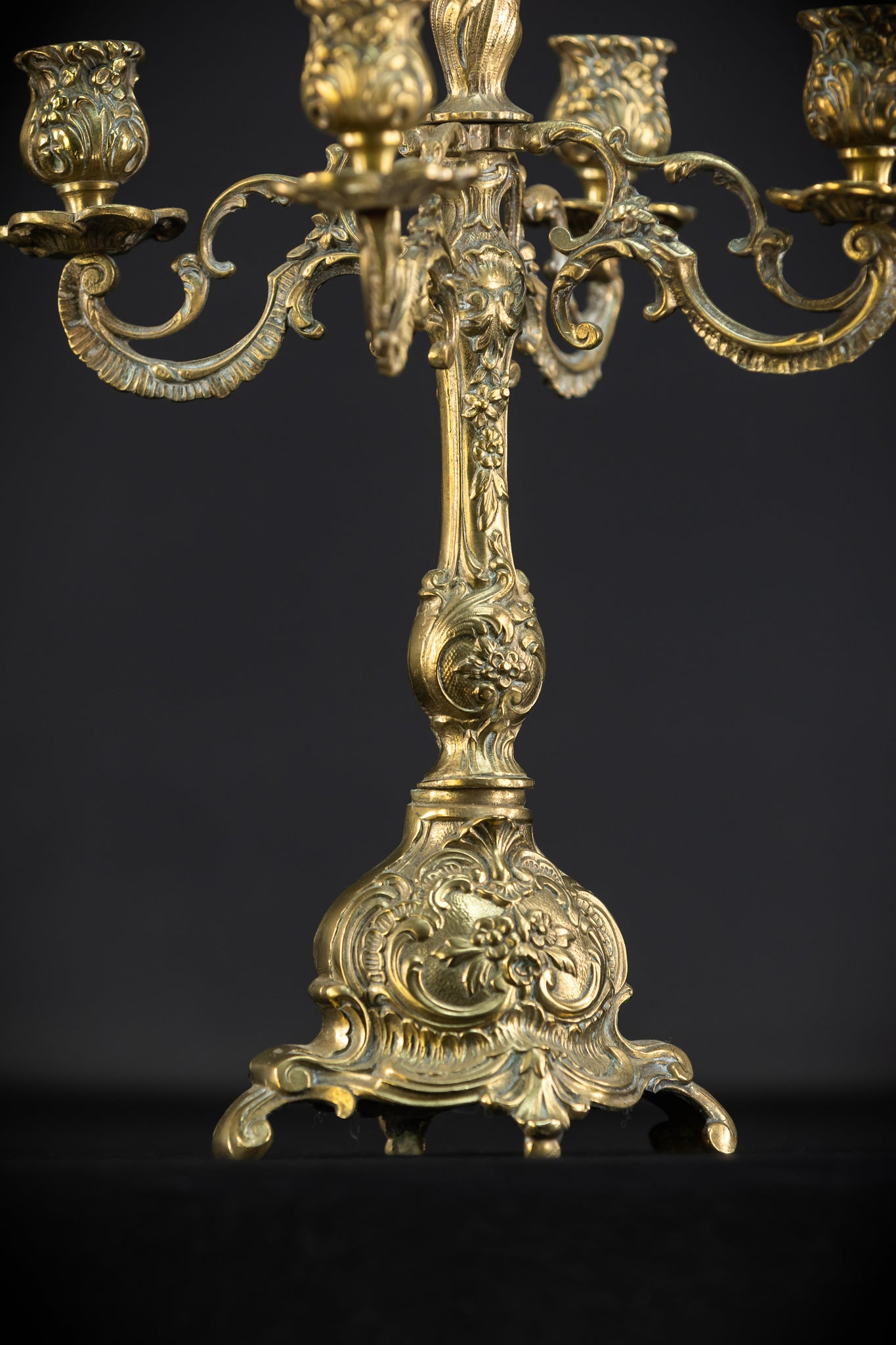 Candelabra Pair | 1800s Antique Rococo Revival | 15"/ 38 cm
