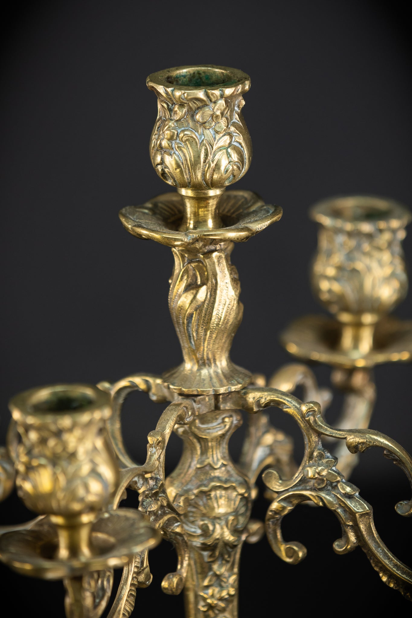Candelabra Pair | 1800s Antique Rococo Revival | 15"/ 38 cm