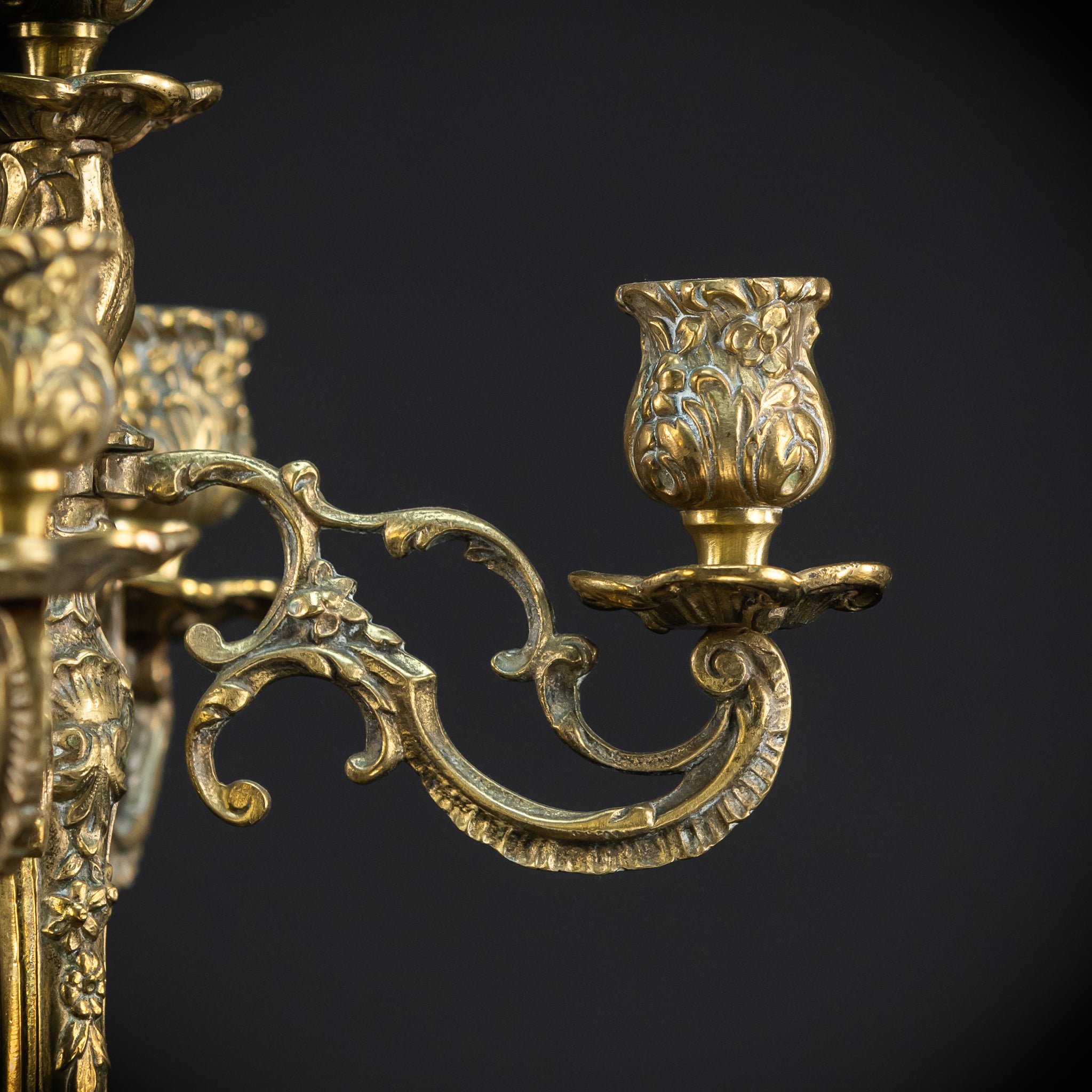 Candelabra Pair | 1800s Antique Rococo Revival | 15"/ 38 cm