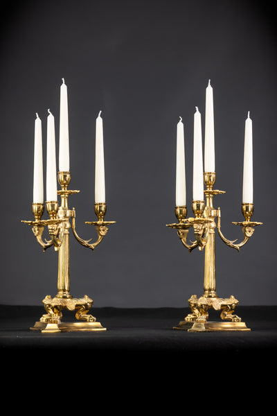 Pair of Antique Candelabras | 13.4" / 34 cm