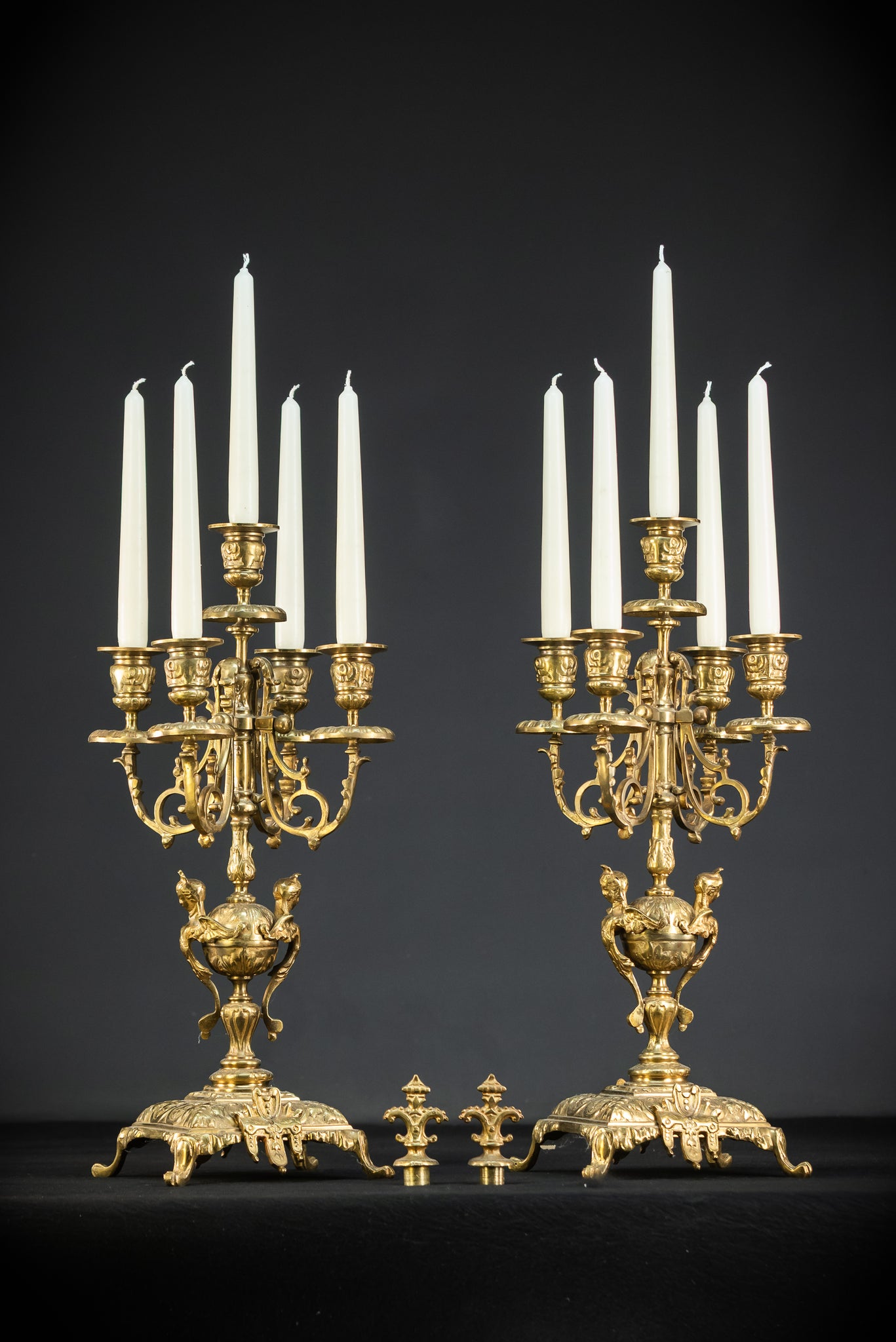 Candelabra Pair | 1800s Bronze | Neo-Reneissance | 21.5"