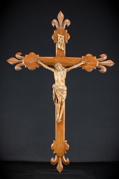 Church Wall Crucifix | 1800s Wooden Cross | 28"