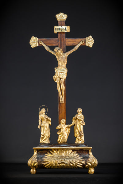 Crucifix Altar | Baroque Wooden Gilded Cross 1700s | 30.3"