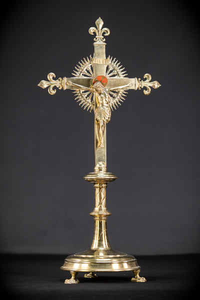 Crucifix Altar | French 1800s Gilded Bronze | 23.6"