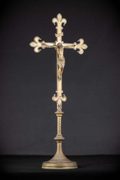 Crucifix Altar | French 1800s Gilded Bronze | 30.7"