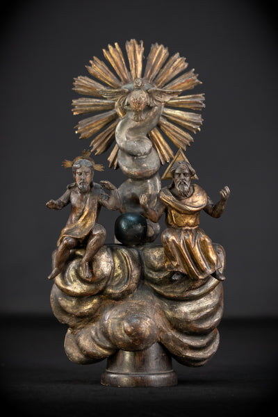 Holy Trinity Baroque Sculpture | 1700s Antique Wooden