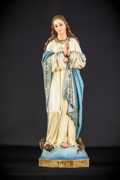 Immaculate Conception of Virgin Mary Statue | OLOT Spain Antique | 16.9" / 43 cm