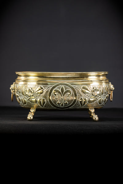 Jardiniere Brass Antique | Baroque 1800s | 16.5” / 42 cm