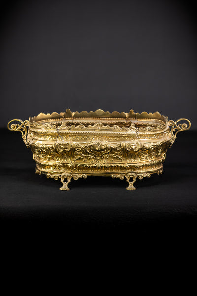 Jardiniere Brass Antique | Baroque 1800s | 19.7”