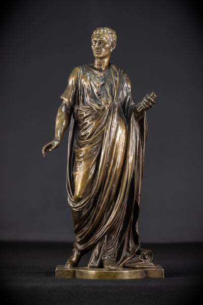Julius Caesar Bronze Sculpture by Mathurin Moreau | 1800s Antique