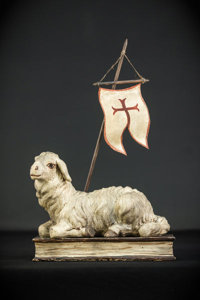 Lamb of God Wood Sculpture | Agnus Dei 19th C 16.3"/ 41.5 cm