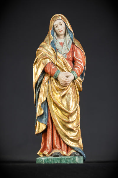 Mater Dolorosa Wooden Statue | 1700s Antique | 20.1"