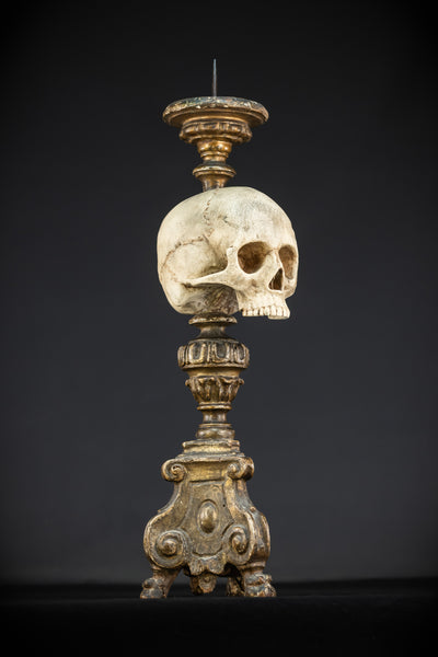 Memento Mori Baroque Candlestick | 18th Century | 24.4”/ 62 cm