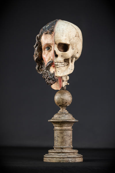Memento Mori | Christ and Death 1700s Wooden | 16.9”