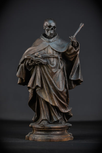 Memento Mori Wooden Sculpture | Franciscan Friar 1700s | 13.6”