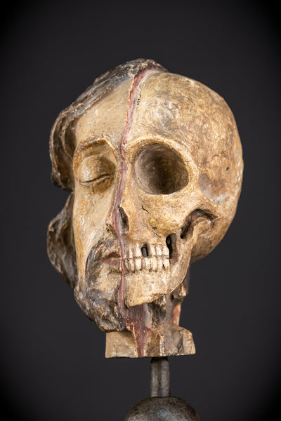 Memento Mori Wood Carving | Italian 1700s Antique 7.3"