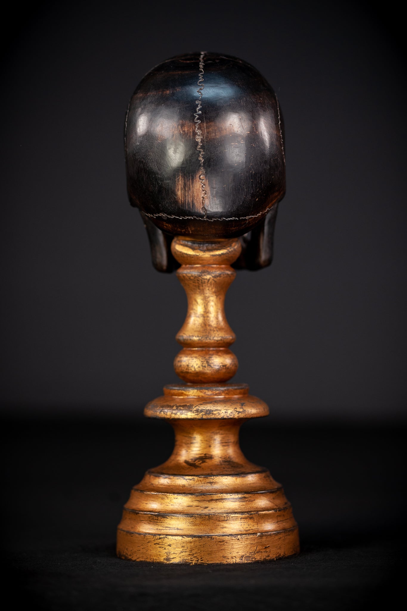 Memento Mori Ebony Wood Carving | 1800s Antique | 10.2" / 26 cm