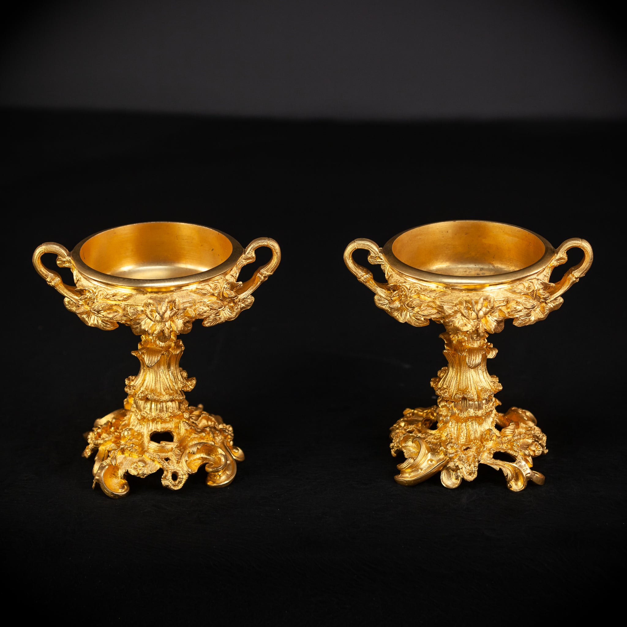 Pair of Urns | Two Antique Gilt Cassolettes | 7.3"