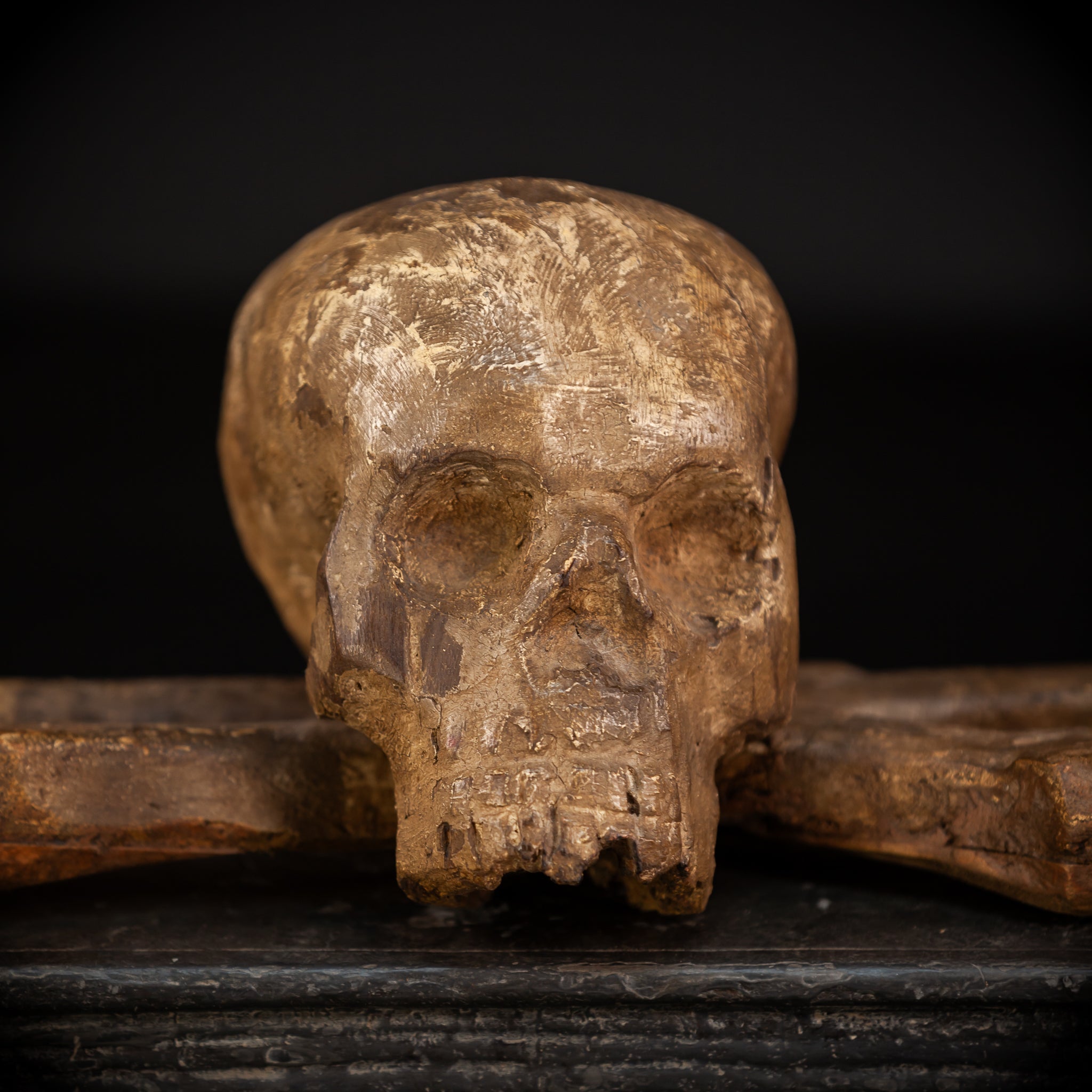 Memento Mori Wood Carving | 1700s Antique | 12.2" / 31 cm