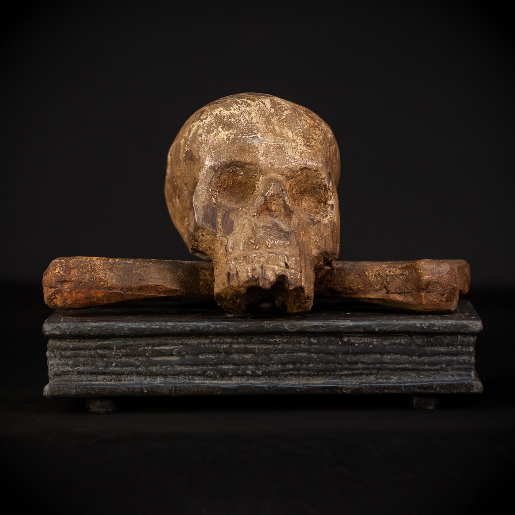 Memento Mori Wood Carving | 1700s Antique | 12.2" / 31 cm