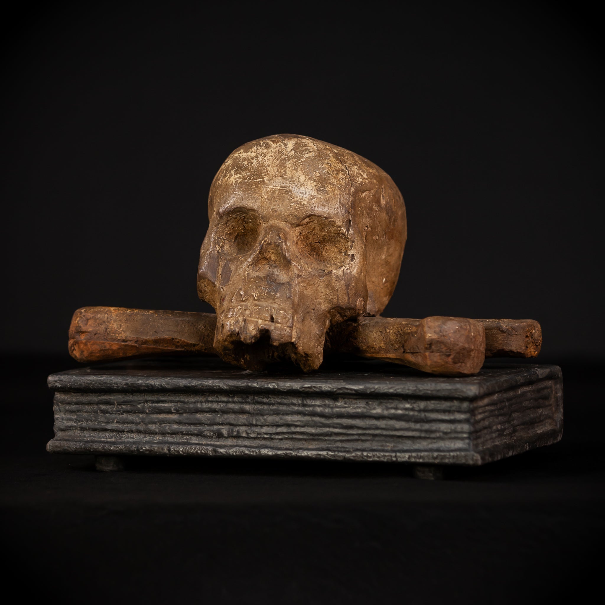 Memento Mori Wood Carving | 1700s Antique | 12.2" / 31 cm