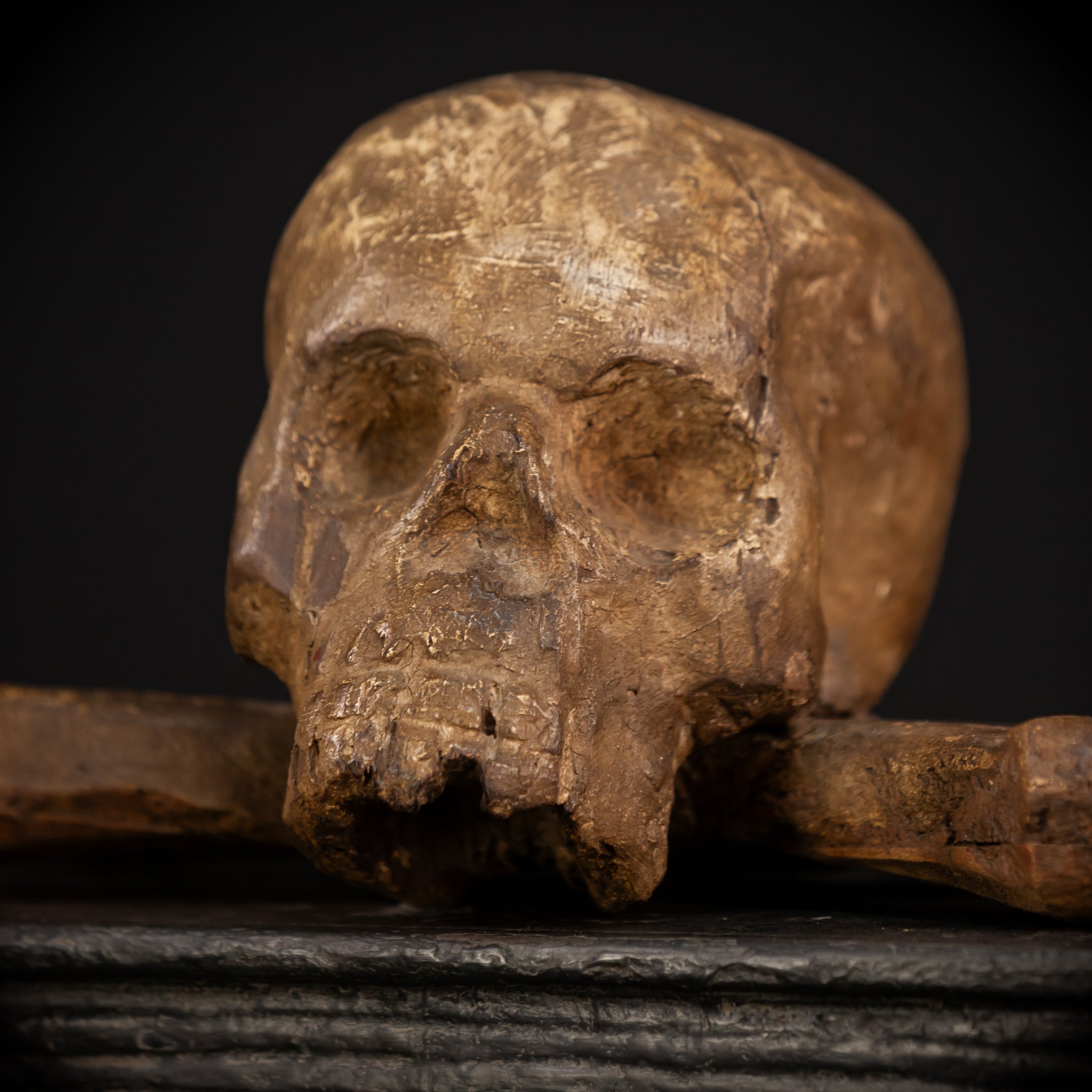 Memento Mori Wood Carving | 1700s Antique | 12.2" / 31 cm