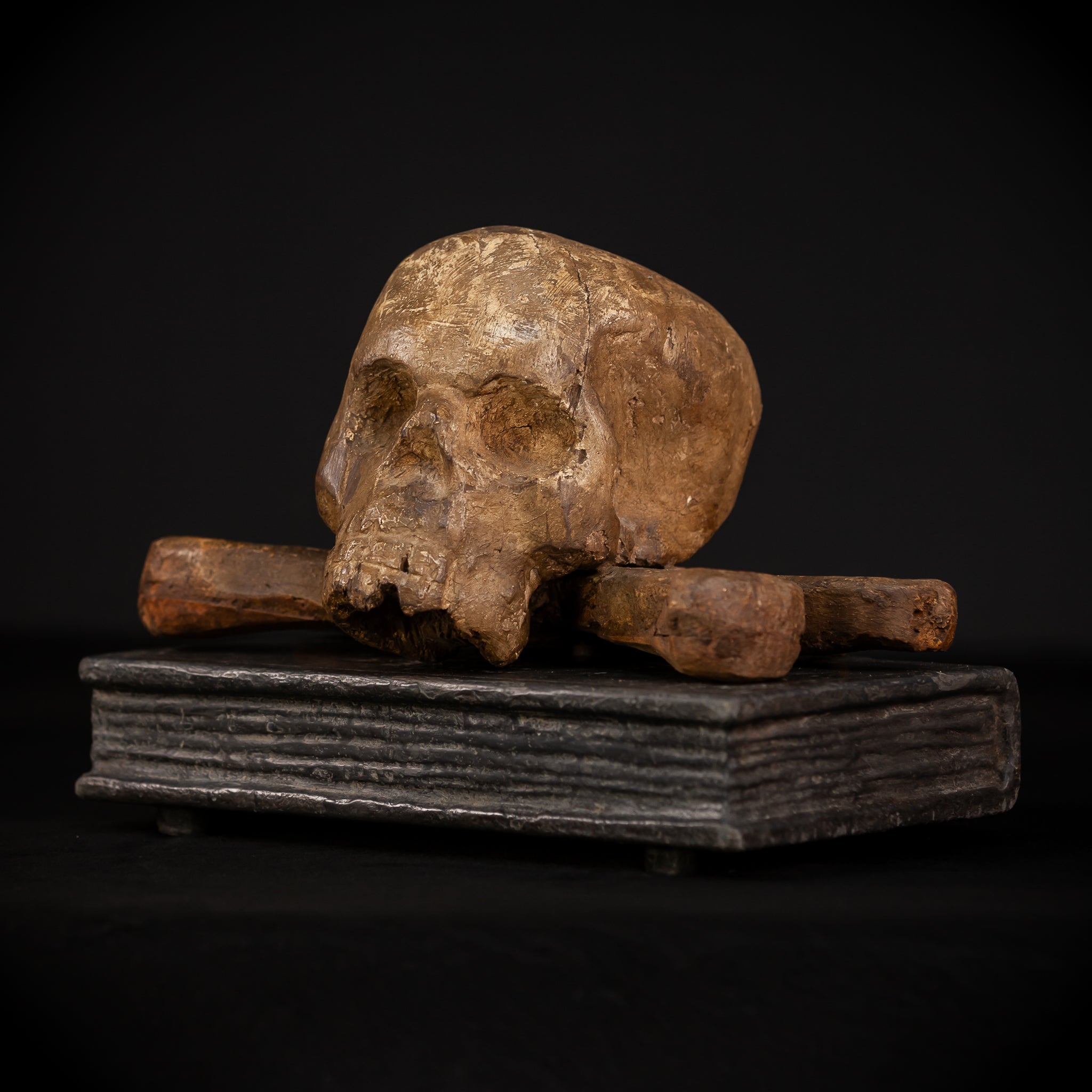 Memento Mori Wood Carving | 1700s Antique | 12.2" / 31 cm