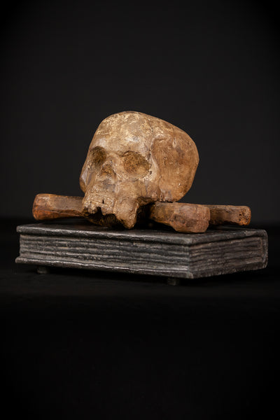 Memento Mori Wood Carving | 1700s Antique | 12.2" / 31 cm