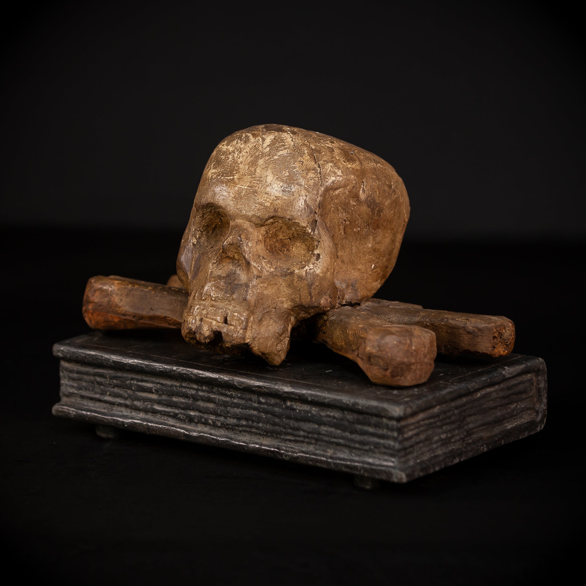 Memento Mori Wood Carving | 1700s Antique | 12.2" / 31 cm