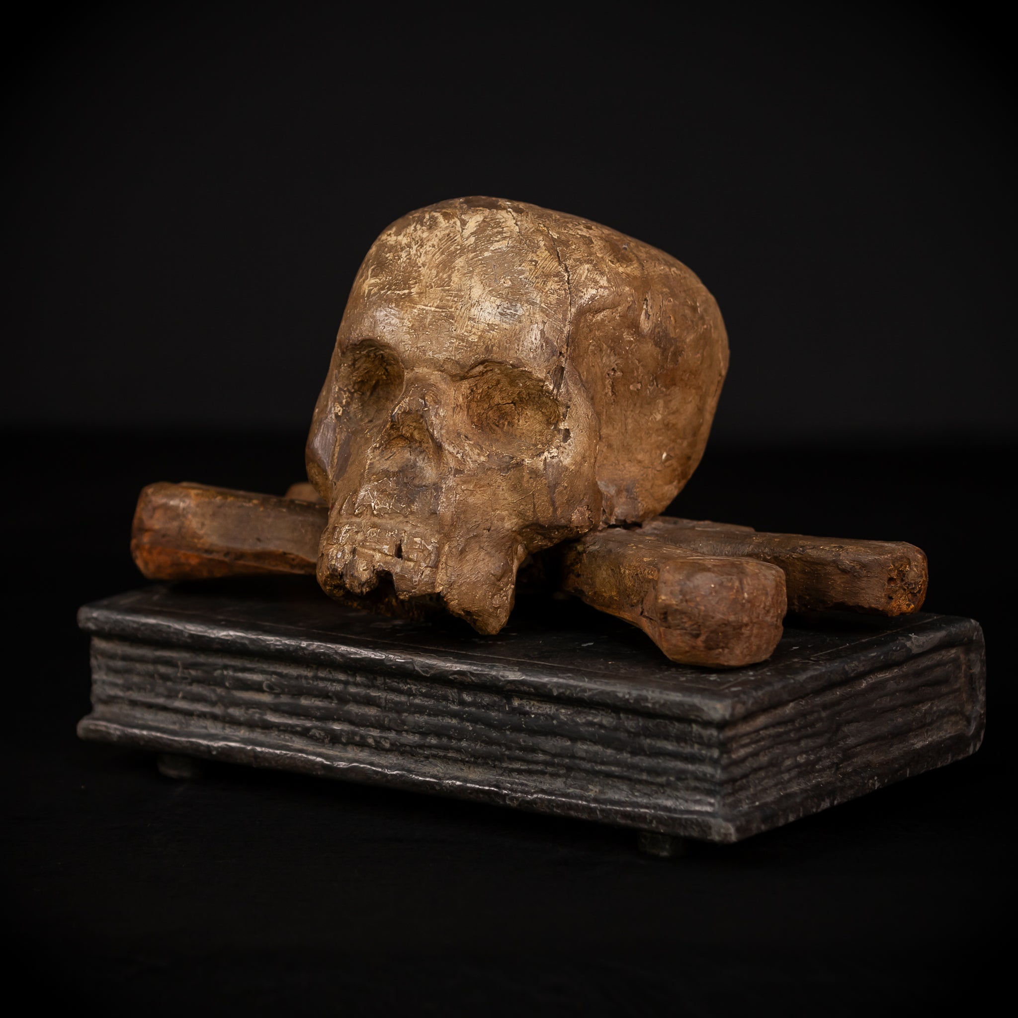 Memento Mori Wood Carving | 1700s Antique | 12.2" / 31 cm