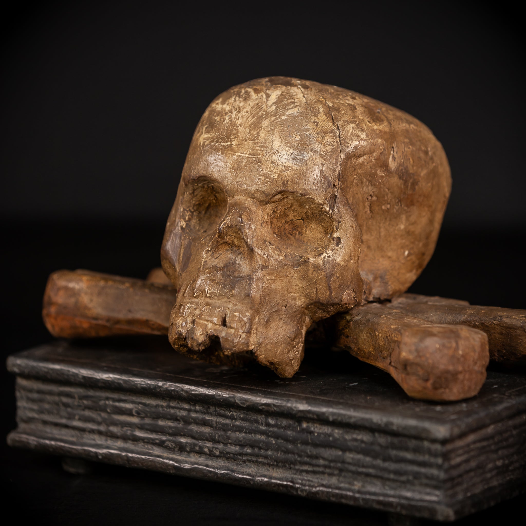 Memento Mori Wood Carving | 1700s Antique | 12.2" / 31 cm