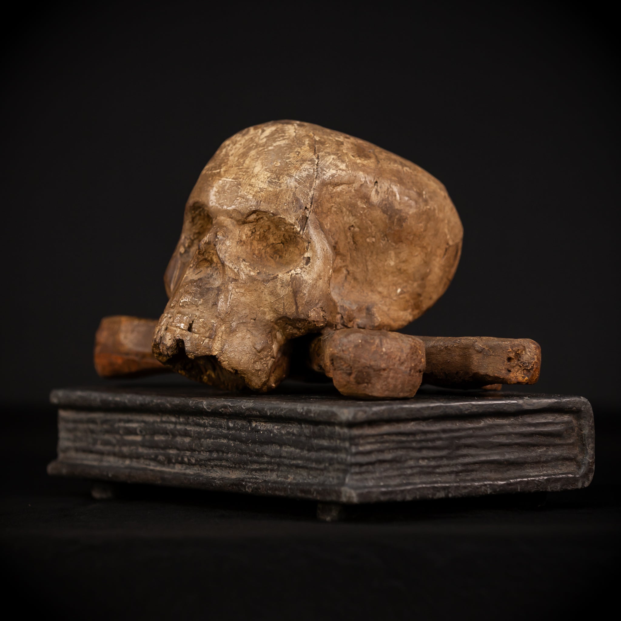 Memento Mori Wood Carving | 1700s Antique | 12.2" / 31 cm