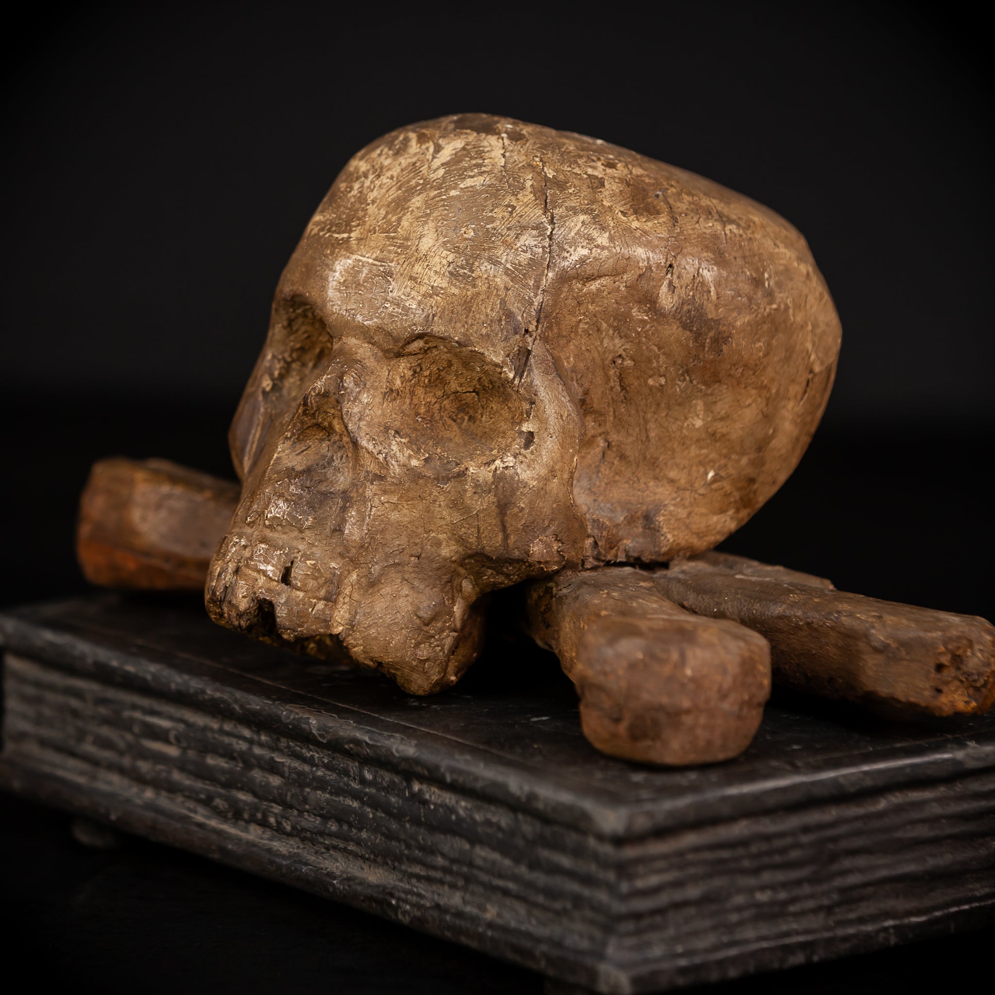 Memento Mori Wood Carving | 1700s Antique | 12.2" / 31 cm