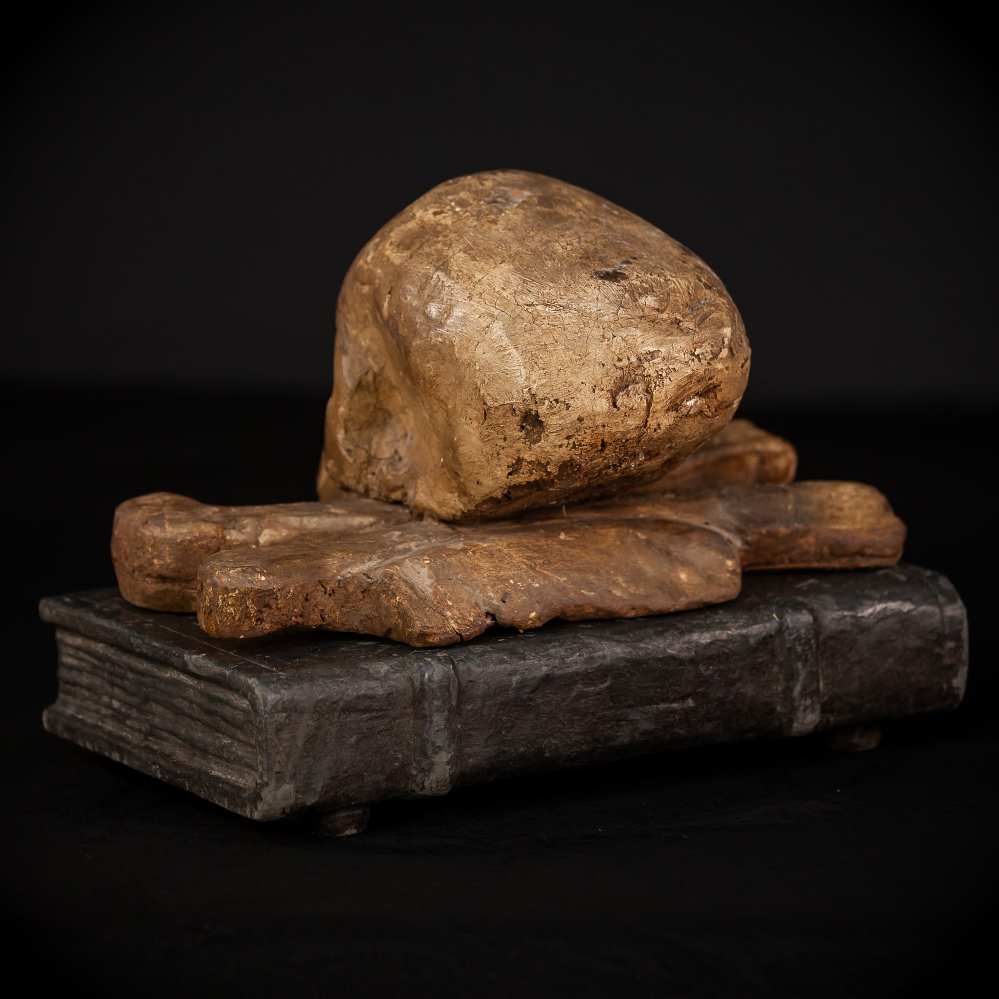 Memento Mori Wood Carving | 1700s Antique | 12.2" / 31 cm