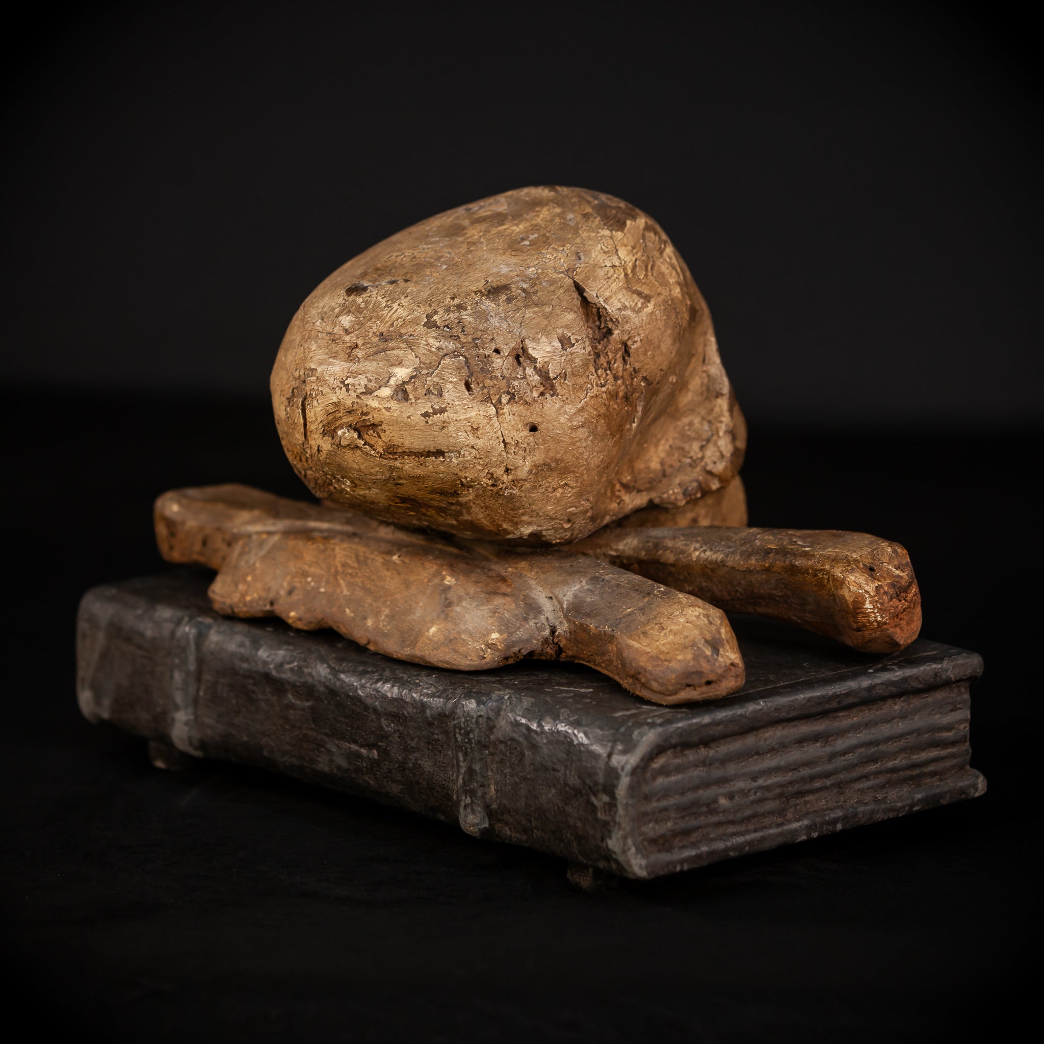 Memento Mori Wood Carving | 1700s Antique | 12.2" / 31 cm