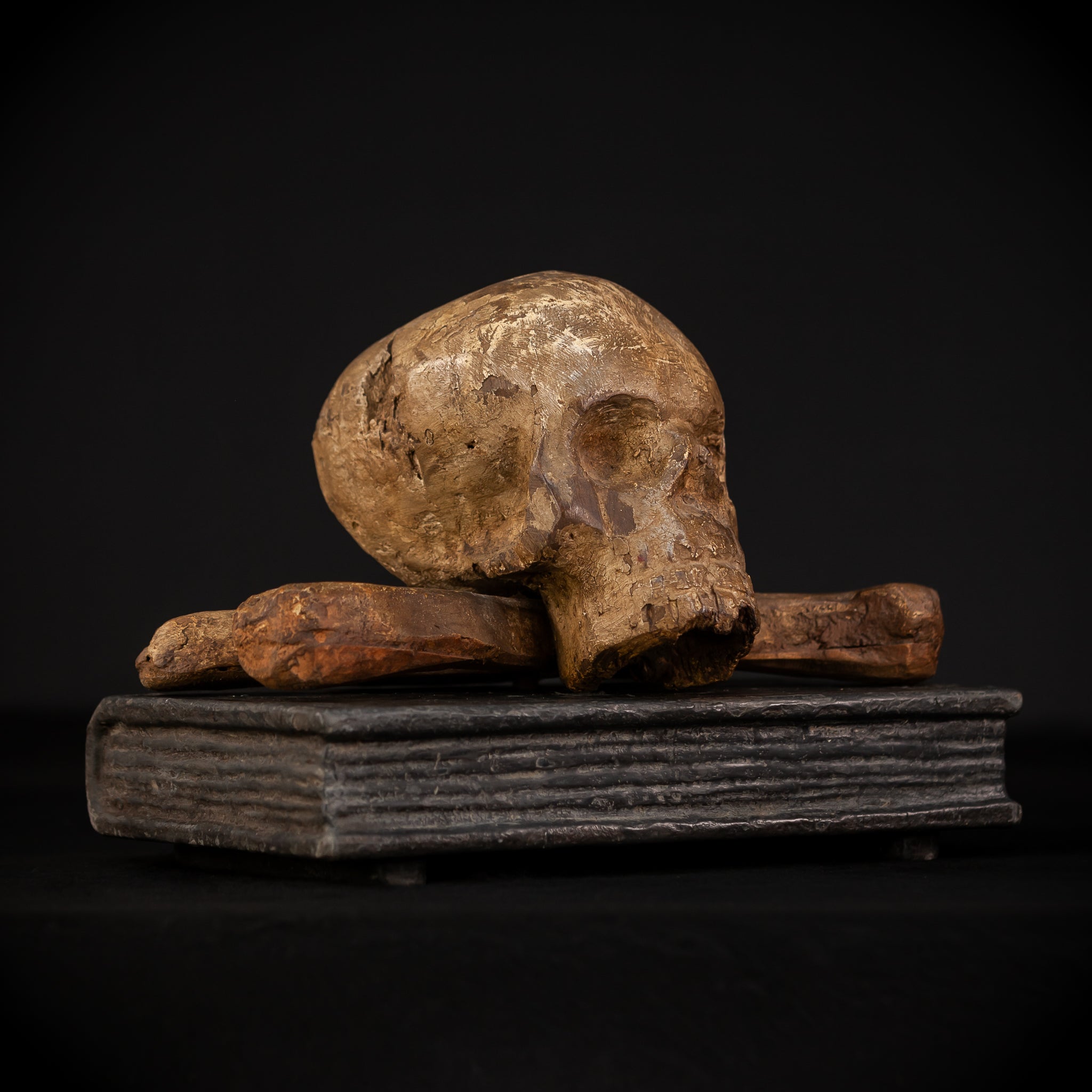 Memento Mori Wood Carving | 1700s Antique | 12.2" / 31 cm