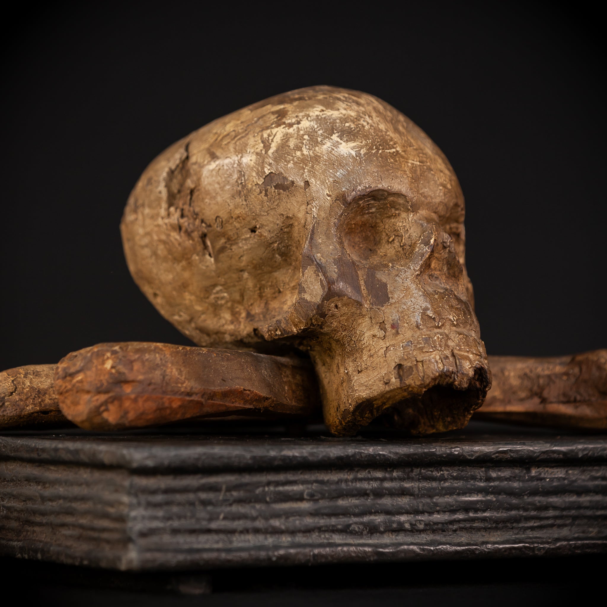 Memento Mori Wood Carving | 1700s Antique | 12.2" / 31 cm