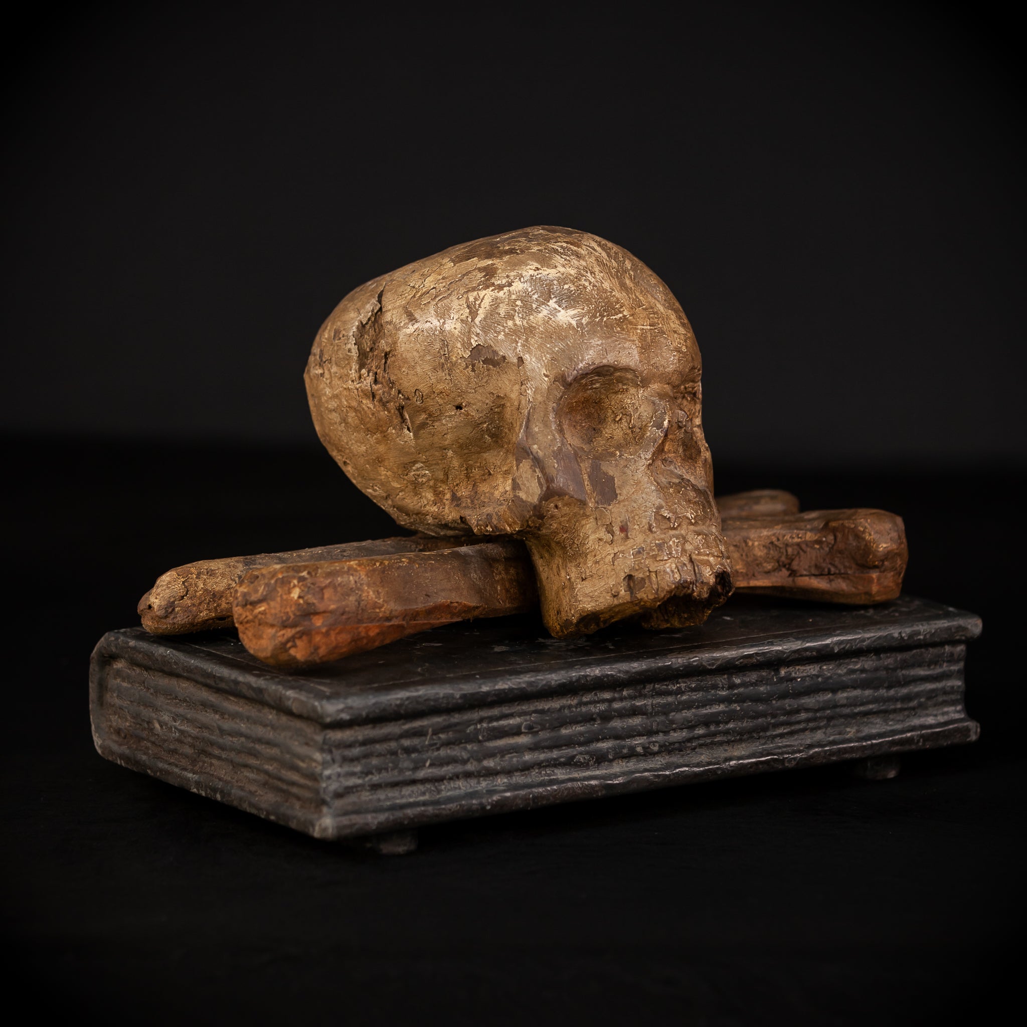 Memento Mori Wood Carving | 1700s Antique | 12.2" / 31 cm